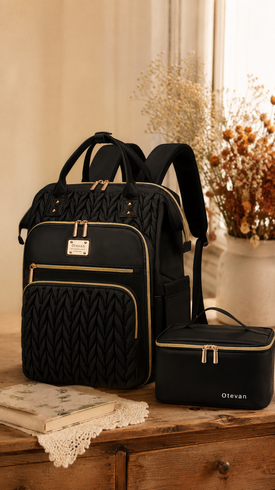 Sac à dos isotherme Olane Le Tissé — motif losange noir