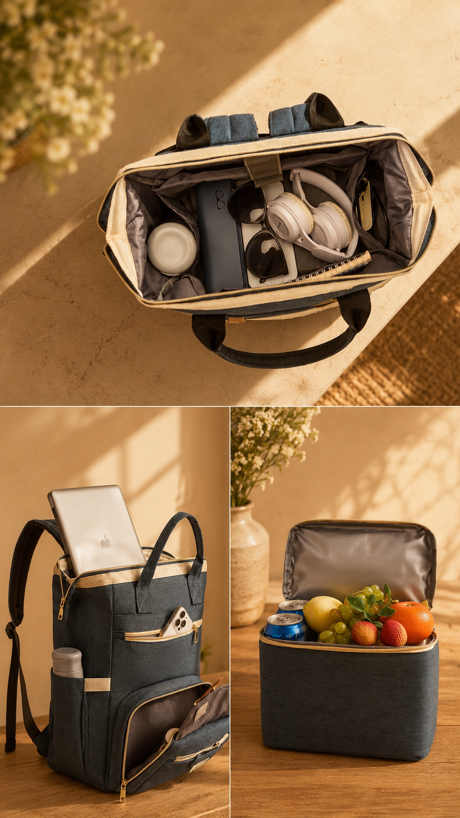 Sac à dos isotherme Olane Le Beau — détail finitions toile Oxford