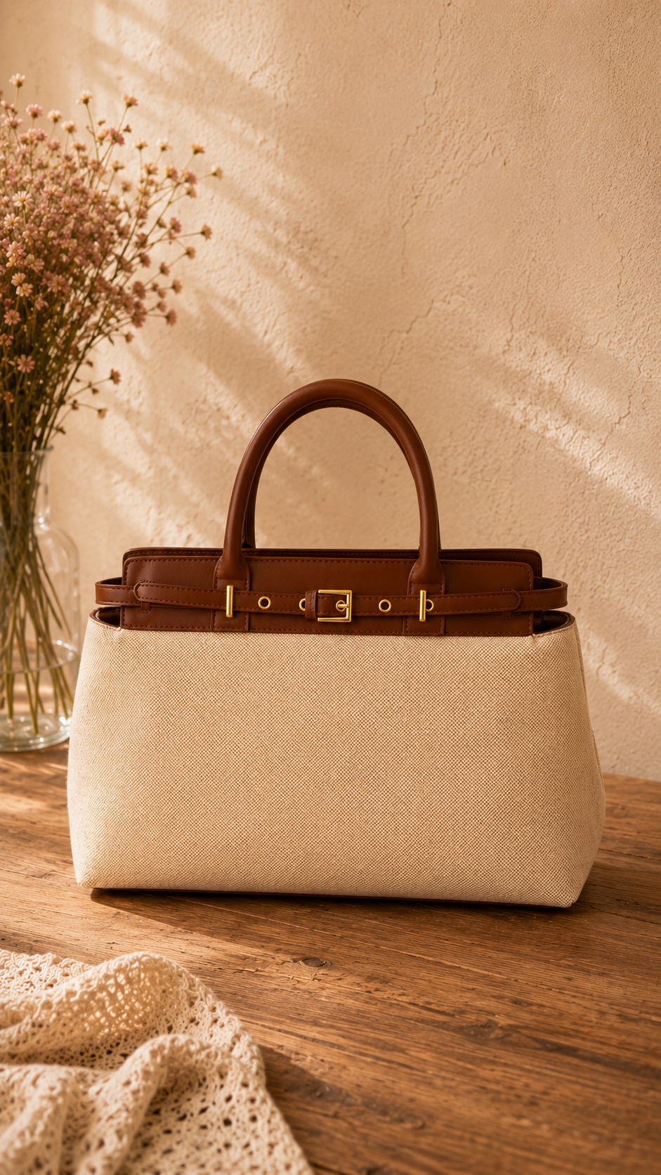 Sac à main Olane Été Ana — lin et cuir vegan, format compact, vue principale