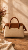 Sac à main Olane Été Vanille — lin et cuir vegan, tons crème, vue principale
